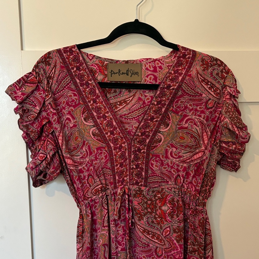 Pink paisley silk dress